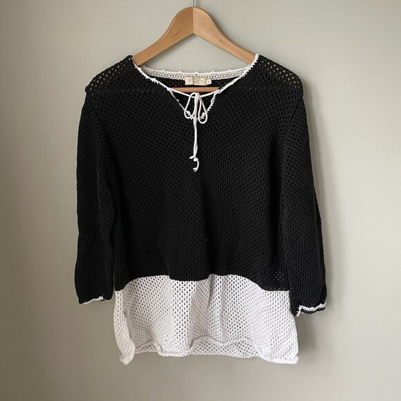 Paradise Shores Swim Suit Cover Up Dress Womens Size XL 100% Cotton‎ Black/white - Picture 2 of 8